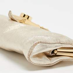 Miu Miu Gold Leather Frame Clutch