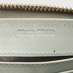 Miu Miu Light Green Croc Embossed Patent Leather Continental Wallet