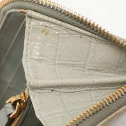 Miu Miu Light Green Croc Embossed Patent Leather Continental Wallet