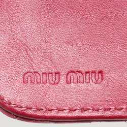 Miu Miu Pink Leather and Croc Embossed Patent Leather French Wallet
