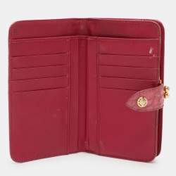 Miu Miu Pink Leather and Croc Embossed Patent Leather French Wallet