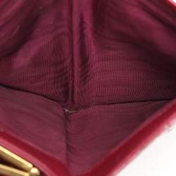 Miu Miu Pink Leather and Croc Embossed Patent Leather French Wallet