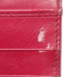 Miu Miu Pink Leather and Croc Embossed Patent Leather French Wallet