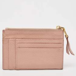 Miu Miu Pink Leather Zip Card Holder