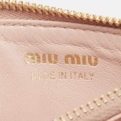 Miu Miu Pink Leather Zip Card Holder
