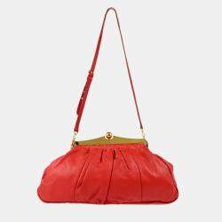 Miu Miu Red Lambskin Shoulder Bag