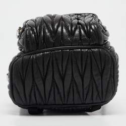 Pre Owned Miu Miu Black Matelassé Leather Mini Chain Crossbody Bag