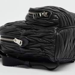 Pre Owned Miu Miu Black Matelassé Leather Mini Chain Crossbody Bag