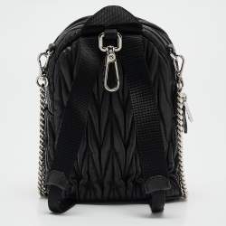 Pre Owned Miu Miu Black Matelassé Leather Mini Chain Crossbody Bag
