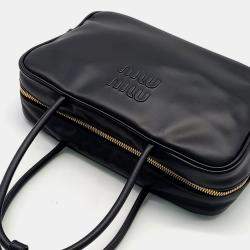 مملوكة مسبقًا Miu Miu Black Embossed Leather Bowling Bag