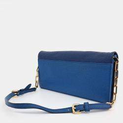 Miu Miu Blue Leather Madras Mini Crossbody Bag