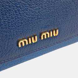 Miu Miu Blue Leather Madras Mini Crossbody Bag