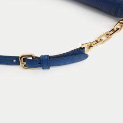 Miu Miu Blue Leather Madras Mini Crossbody Bag
