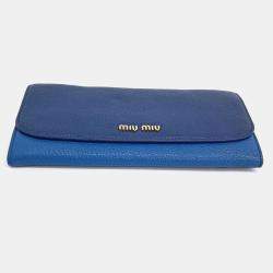 Miu Miu Blue Leather Madras Mini Crossbody Bag