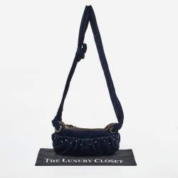 Miu Miu Navy Blue Velvet Studded Shoulder Bag