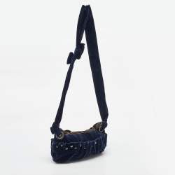 Miu Miu Navy Blue Velvet Studded Shoulder Bag