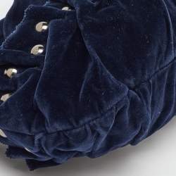 Miu Miu Navy Blue Velvet Studded Shoulder Bag