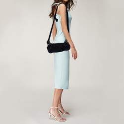 Miu Miu Navy Blue Velvet Studded Shoulder Bag