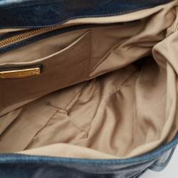 Miu Miu Dark Blue Matelassé Leather Coffer Hobo