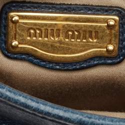 Miu Miu Dark Blue Matelassé Leather Coffer Hobo