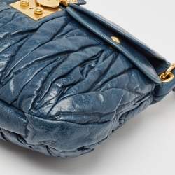 Miu Miu Dark Blue Matelassé Leather Coffer Hobo