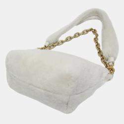 Miu Miu White Mouton Tote Bag
