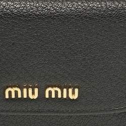 Miu Miu Black Leather Logo Flap Card Case