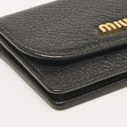 Miu Miu Black Leather Logo Flap Card Case