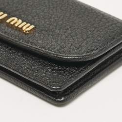 Miu Miu Black Leather Logo Flap Card Case