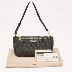 Miu Miu Black Quilted Vitello Shine Leather Pochette Bag