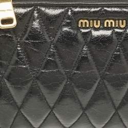 Miu Miu Black Quilted Vitello Shine Leather Pochette Bag