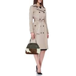 Pre Owned Miu Miu Brown Animal Print Calf Hair, Denim and Leather Tote