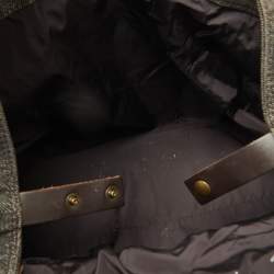 Pre Owned Miu Miu Brown Animal Print Calf Hair, Denim and Leather Tote