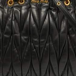 Miu Miu Black Matelasse Leather Dome Satchel