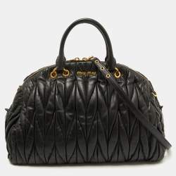 Miu Miu Black Matelasse Leather Dome Satchel