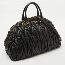 Miu Miu Black Matelasse Leather Dome Satchel