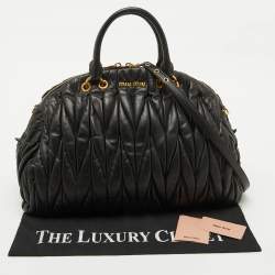 Miu Miu Black Matelasse Leather Dome Satchel