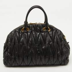 Miu Miu Black Matelasse Leather Dome Satchel