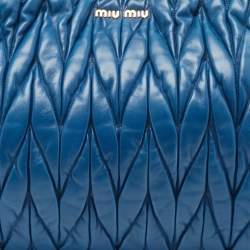 Miu Miu Blue Matelassé Leather Satchel