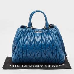 Miu Miu Blue Matelassé Leather Satchel
