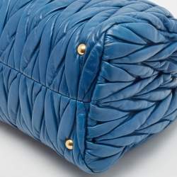 Miu Miu Blue Matelassé Leather Satchel