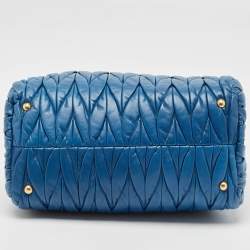 Miu Miu Blue Matelassé Leather Satchel