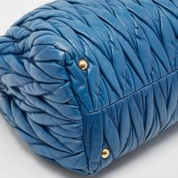 Miu Miu Blue Matelassé Leather Satchel