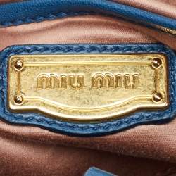 Miu Miu Blue Matelassé Leather Satchel