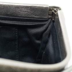 Pre Owned Miu Miu Silver Matelassé Leather Frame Clutch