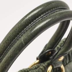 Miu Miu Green Vitello Lux Gathered Leather Satchel