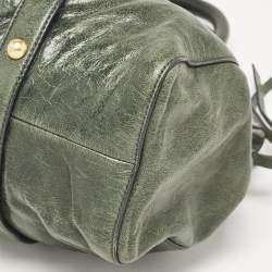 Miu Miu Green Vitello Lux Gathered Leather Satchel