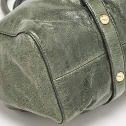 Miu Miu Green Vitello Lux Gathered Leather Satchel
