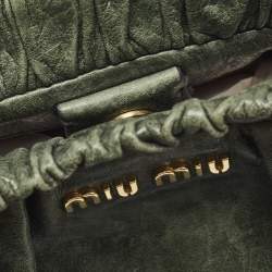 Miu Miu Green Vitello Lux Gathered Leather Satchel