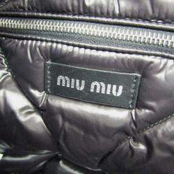 Miu Miu Black Quilted Nylon/Feather Tote Bag